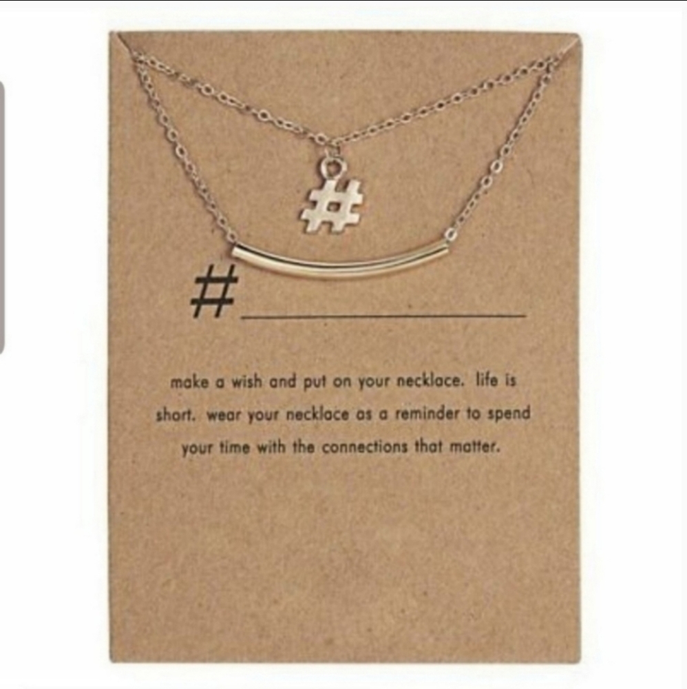 Gold "#____" Layered #/Bar Pendant Necklace